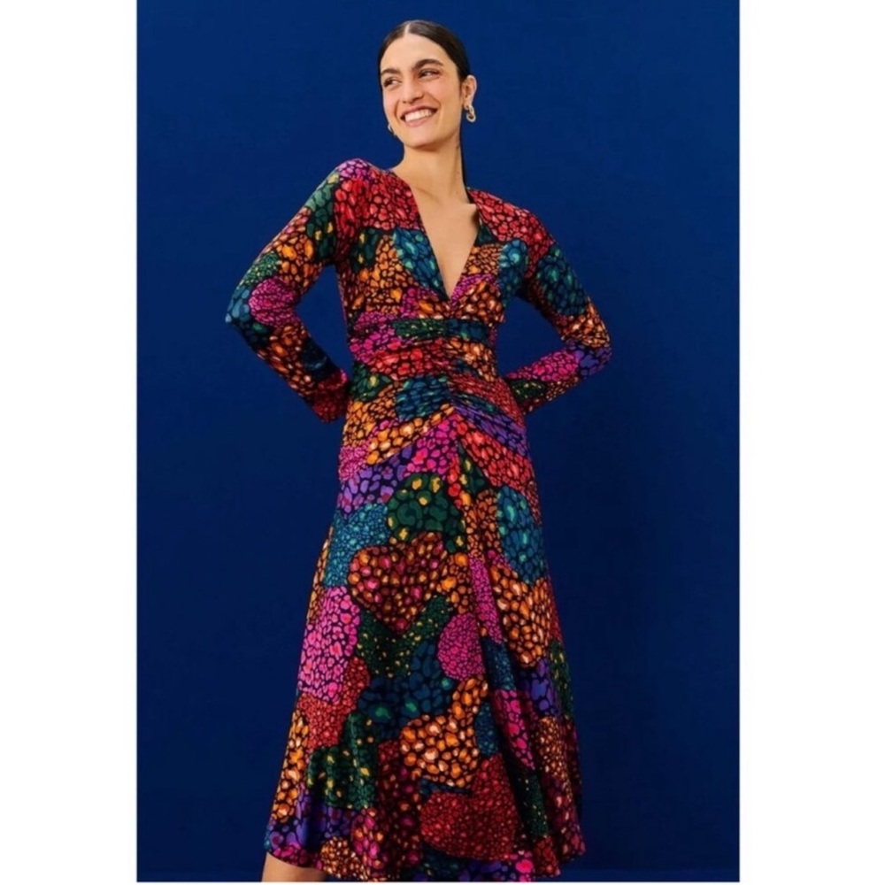 NWT Farm Rio Rainbow Heqrts Midi Dress Size M